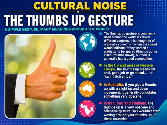 thumbs up example cultural noise in communication 