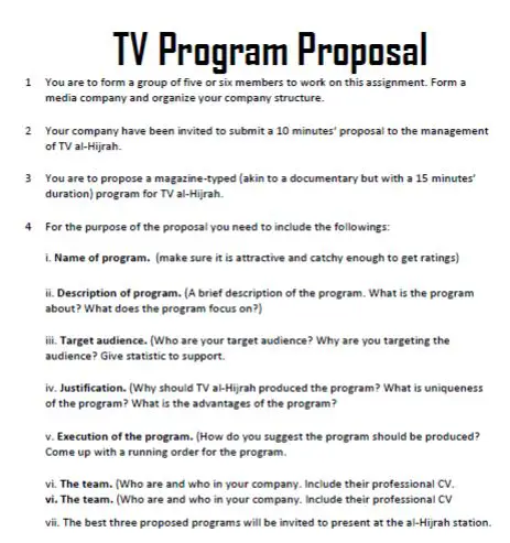 cover letter sample tv program proposal