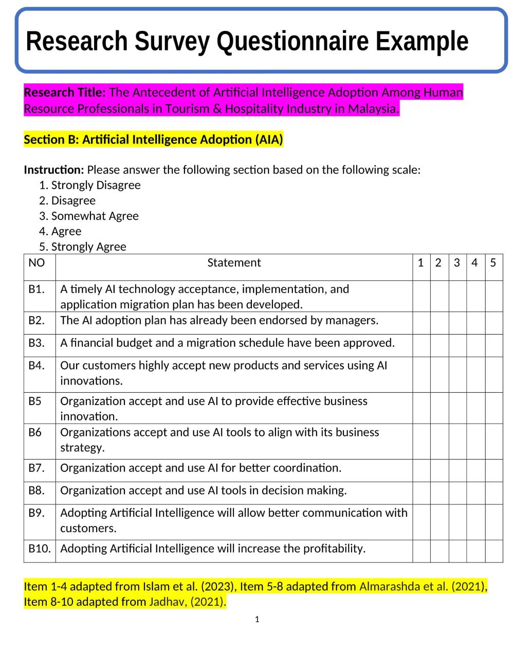 Qualitative Research Questionnaire Template Unit 6 Jpkg98