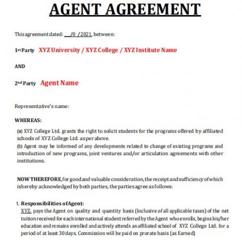Agent Agreement Sample