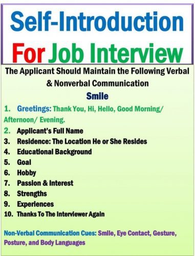 self-introduction sample for job interview example