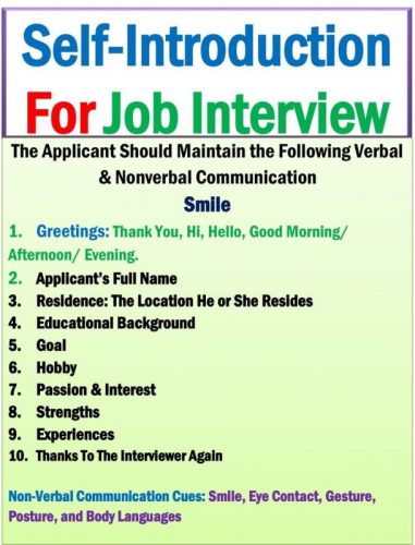 Self Introduction Sample For Job Interview Example In 2022 2022 9963