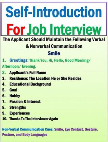 Self Introduction Sample For Job Interview Example in 2022
