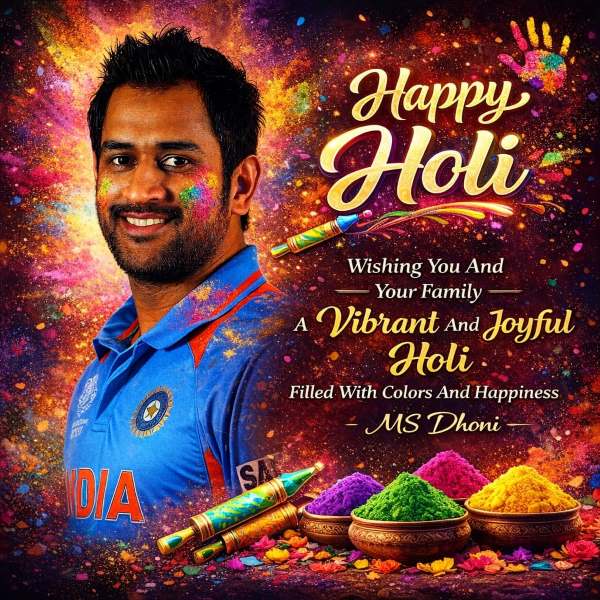 Happy Holi 2026 Happy Holi Wishes from Ms Dhoni