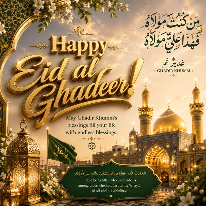Happy Eid al Ghadeer or Eid al Ghadir Wish Card Happy Eid al Ghadeer or Eid al Ghadir or Eid e Ghadeer Mubarak Wish