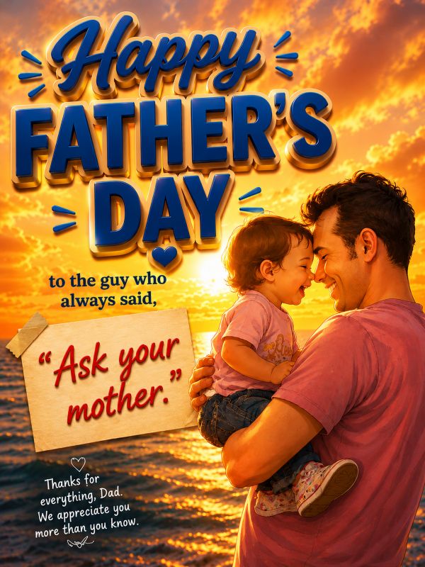 Happy Fathers Day Wish Photo Father and Son Background Sea 3D Text Download Happy Fathers Day Wish Photo Father and Son Background Sea 3D Text